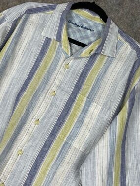 Tommy Bahama Linen Button Up Casual Chic Classic Outings Travel Shirt Sz XL